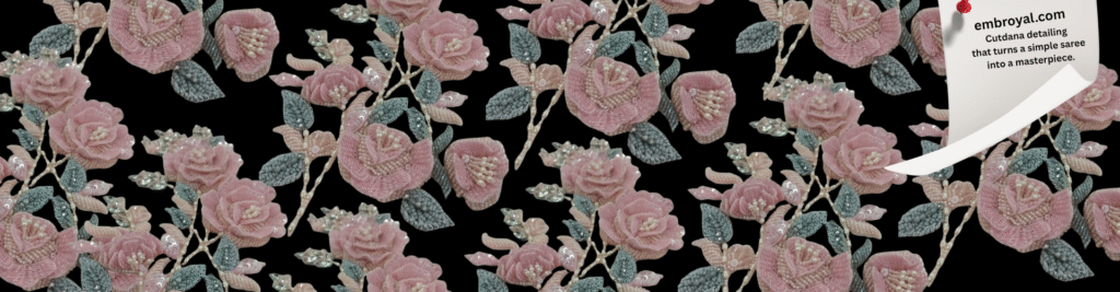 Handmade and handcrafted custom hand embroidery by Embroyal — exquisite designs made with care and precision by a skilled embroidery artist.