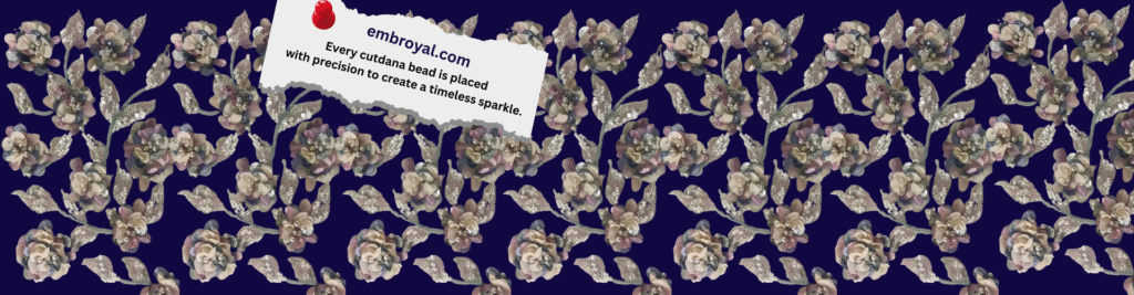 Handmade and handcrafted custom hand embroidery by Embroyal — exquisite designs made with care and precision by a skilled embroidery artist.