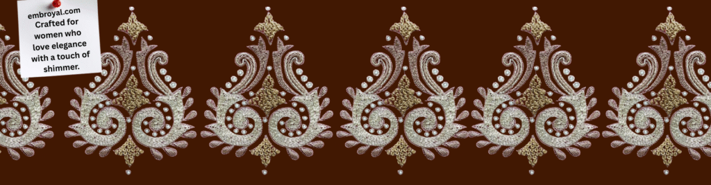 Handmade and handcrafted custom hand embroidery by Embroyal — exquisite designs made with care and precision by a skilled embroidery artist.