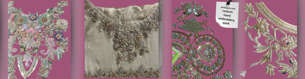 Handcrafted and handmade custom hand embroidery by Embroyal — unique designs created with passion and precision by a skilled embroidery artist.