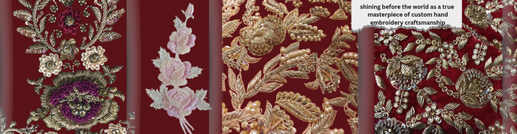 Handcrafted and handmade custom hand embroidery by Embroyal — unique designs created with passion and precision by a skilled embroidery artist.